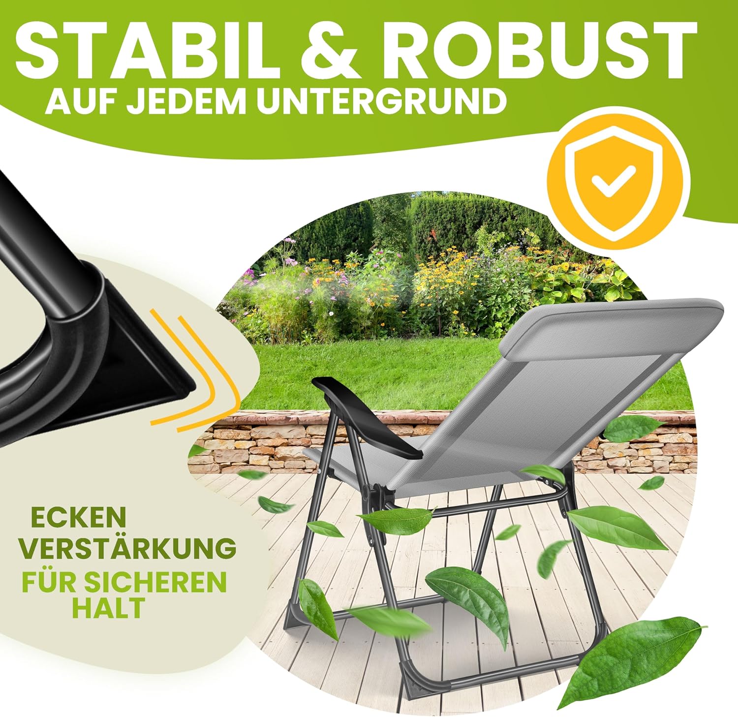 KESSER® Tuinstoel Opklapbaar - Set van 2 - Antislip - Grijs