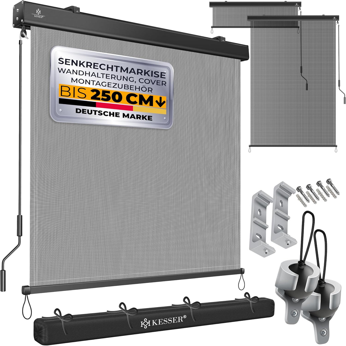 KESSER® Klemluifel - Balkonluifel - Zonwering - 140x250cm - Grijs