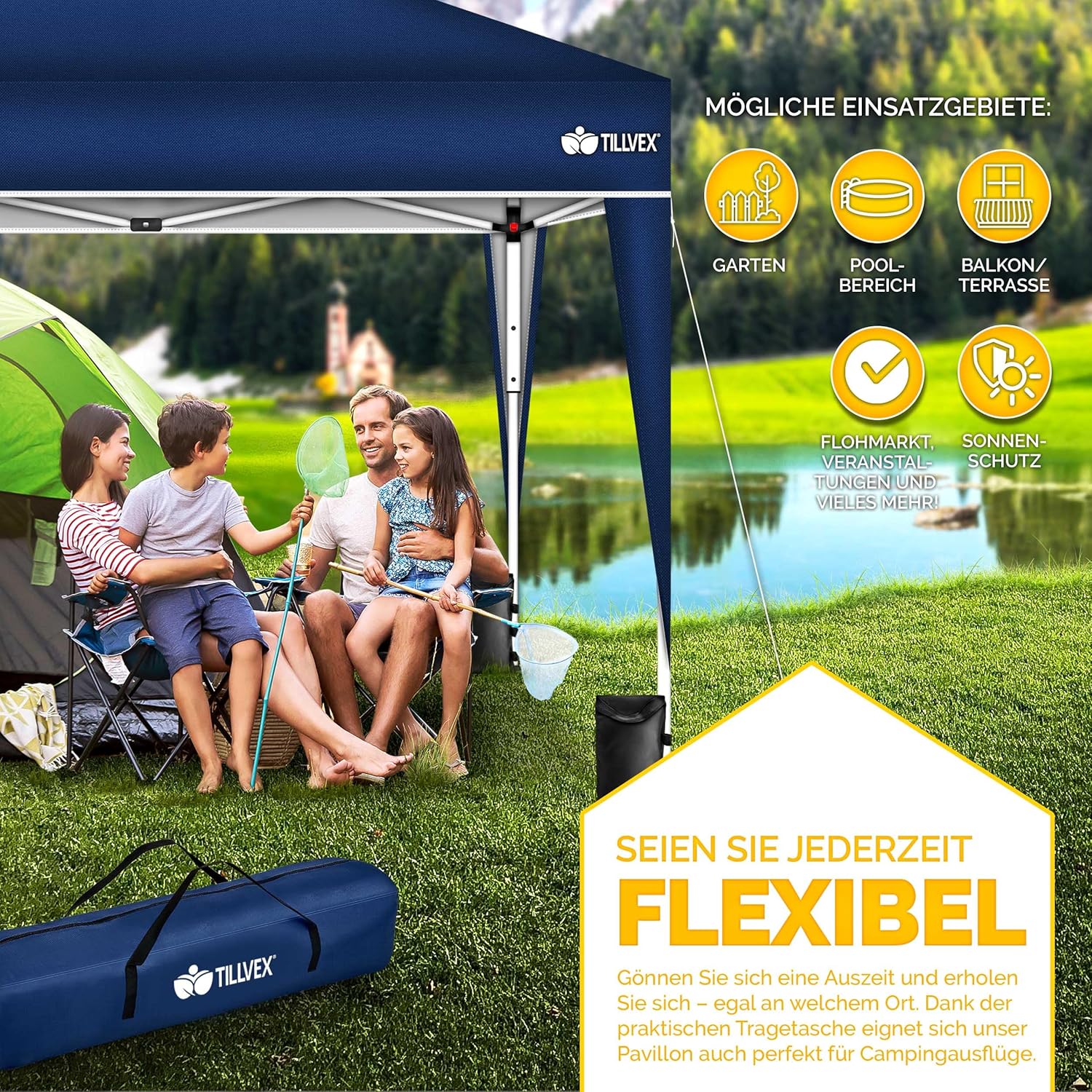 Tillvex® Partytent - 3x3m - Paviljoen - Easy Up - Blauw
