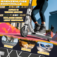 Stuntstep - Voor kinderen en volwassenen - Vouwbaar - Zilver - RE:SPORT •
