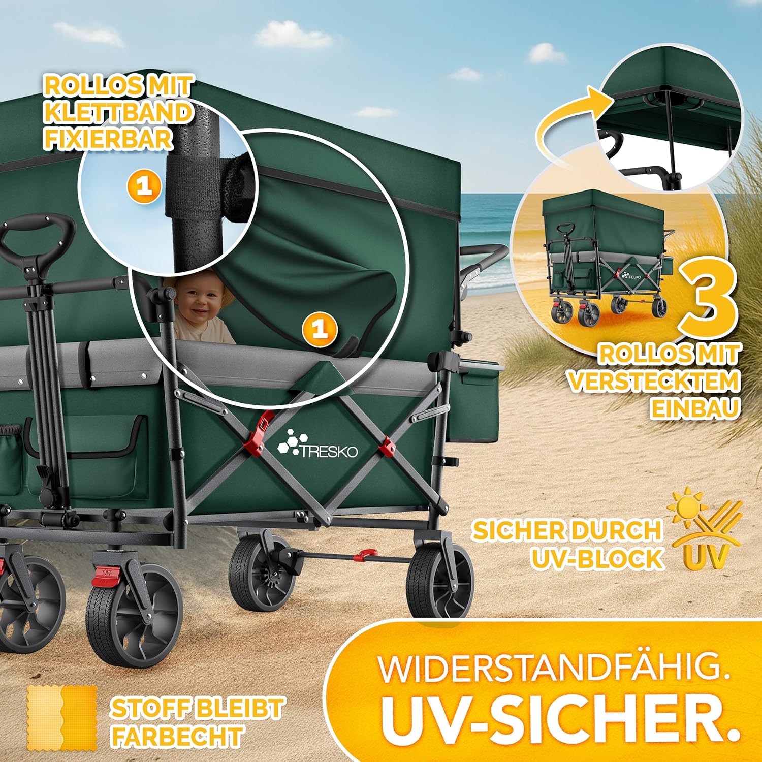 TRESKO® Bolderkar - Opvouwbaar - Bolderwagen - Groen