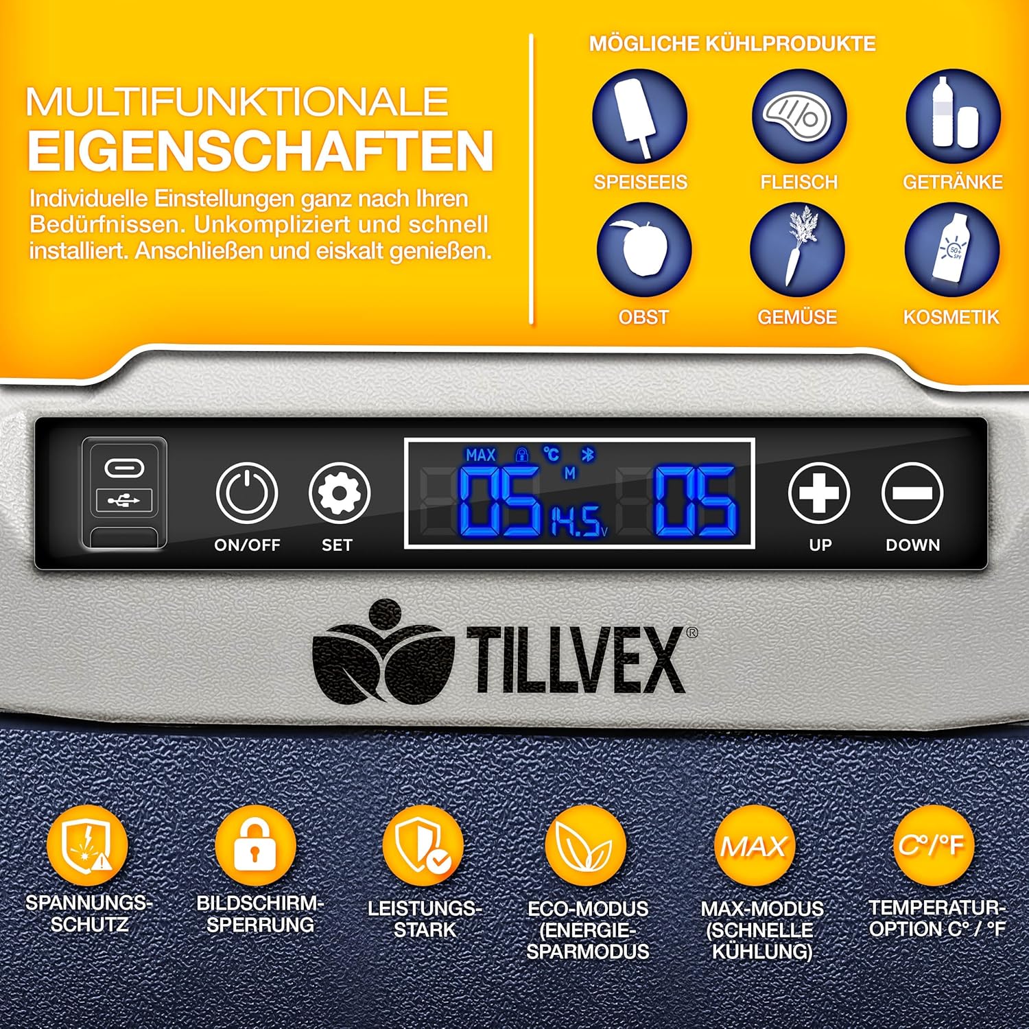 Tillvex® Elektrische Koelbox - Compressor - tot -20°C - 40L - Blauw