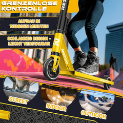 Stuntstep - Voor kinderen en volwassenen - Vouwbaar - Goud - RE:SPORT