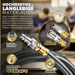 TRESKO® Automatische Luchtslang - 15M - Slanghaspel - Grijs •