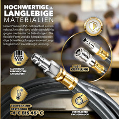 Automatische Luchtslanghaspel - Luchthaspel - 10 meter - Grijs - TRESKO