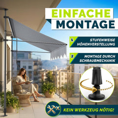 Klemluifel - Balkon luifel - Verticale luifel - 250 cm - Blauw/Grijs - Tillvex®
