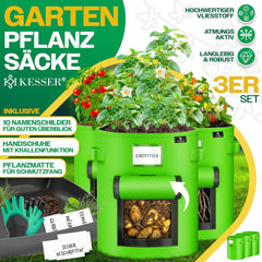 KESSER® Aardappelplantenzak - 3-delige set - 38L - Wwasbaar - Groen