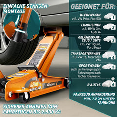 Autokrik - Garagekrik - Hydraulische krik - 2,5 Ton - Oranje - TRESKO