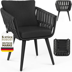 tillvex® Tuinstoel, 1 stuk, weerbestendig, met armleuning, outdoorstoelen tot 160 kg belastbaar, tuinstoelen, uv-bestendig, terrasstoel, fauteuil, tuinmeubelen, terras, balkon, tuin