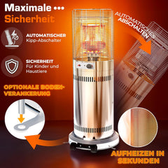 Terrasverwarmer gas - 11 kW - met wieltjes - Zilver - TRESKO