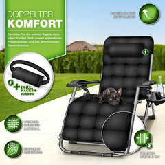 Tuinstoel - Ligstoel - Verstelbaar - Opvouwbaar - Zwart - Tillvex®
