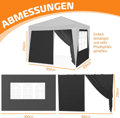 KESSER® Zijwand voor paviljoen - 3x3m - Zwart •