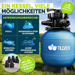 Zandfilterpomp - Zandfilter voor zwembad - Tot 21000L - Blauw - Tillvex