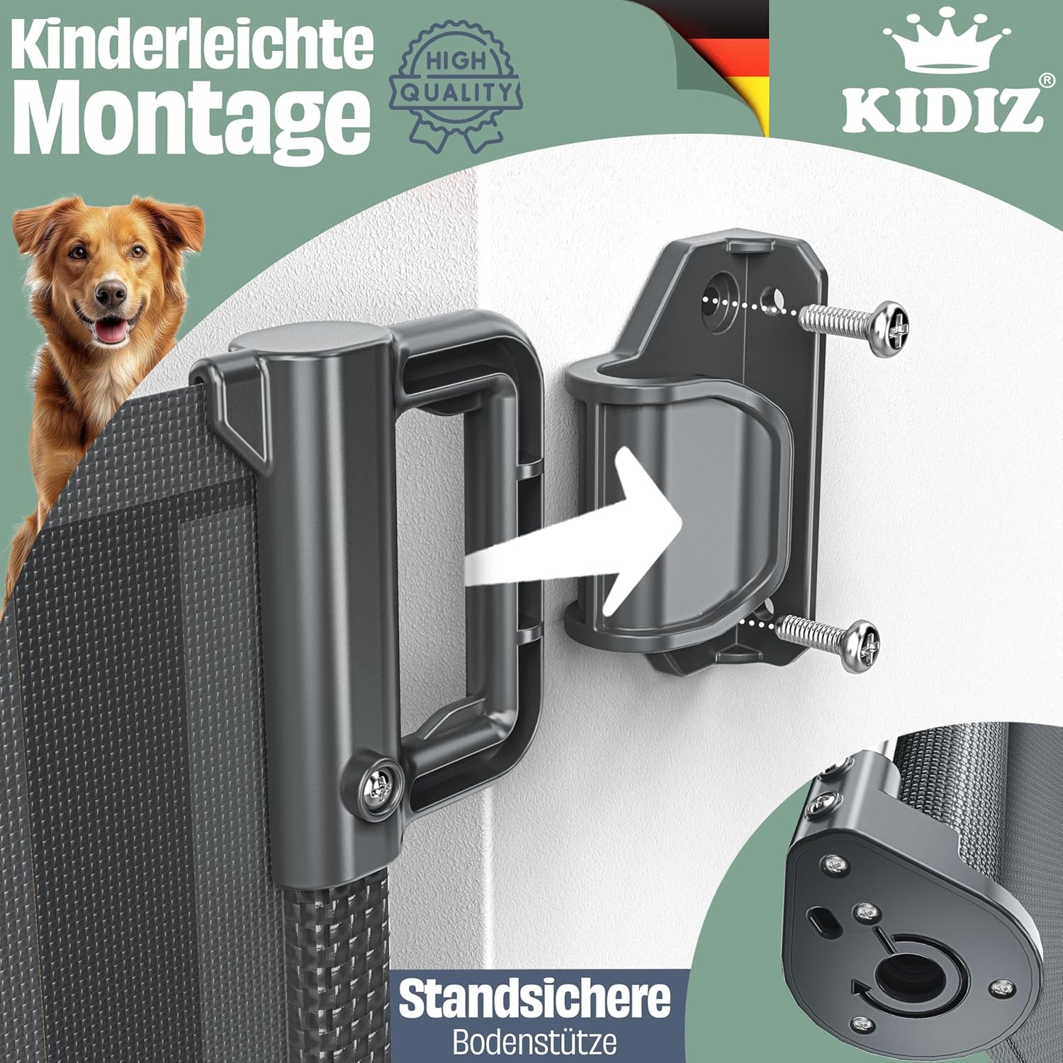 KIDIZ® Verstelbaar Traphekje - Veiligheidshekje - tot 140cm - Grijs