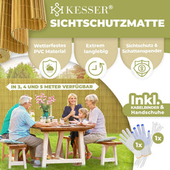 KESSER® PVC inkijkbeschermingsmat, inkijkbescherming, 100 x 500 cm, balkonbekleding, windscherm, versterkte lamellen voor tuin, balkon en terras, balkonomranding, incl. kabelbinders, afdekking en