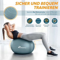 Fitness bal - Yoga bal - Pilates bal - Zwangerschapsbal - 75cm - Grijs
