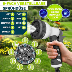 tillvex Slanghaspel, water met wandhouder + draaggreep, slanghaspel met handdouche en tuinslang, 180 graden draaibaar, wandslangbox met automatisch oprolmechanisme (zwart, 35 m)