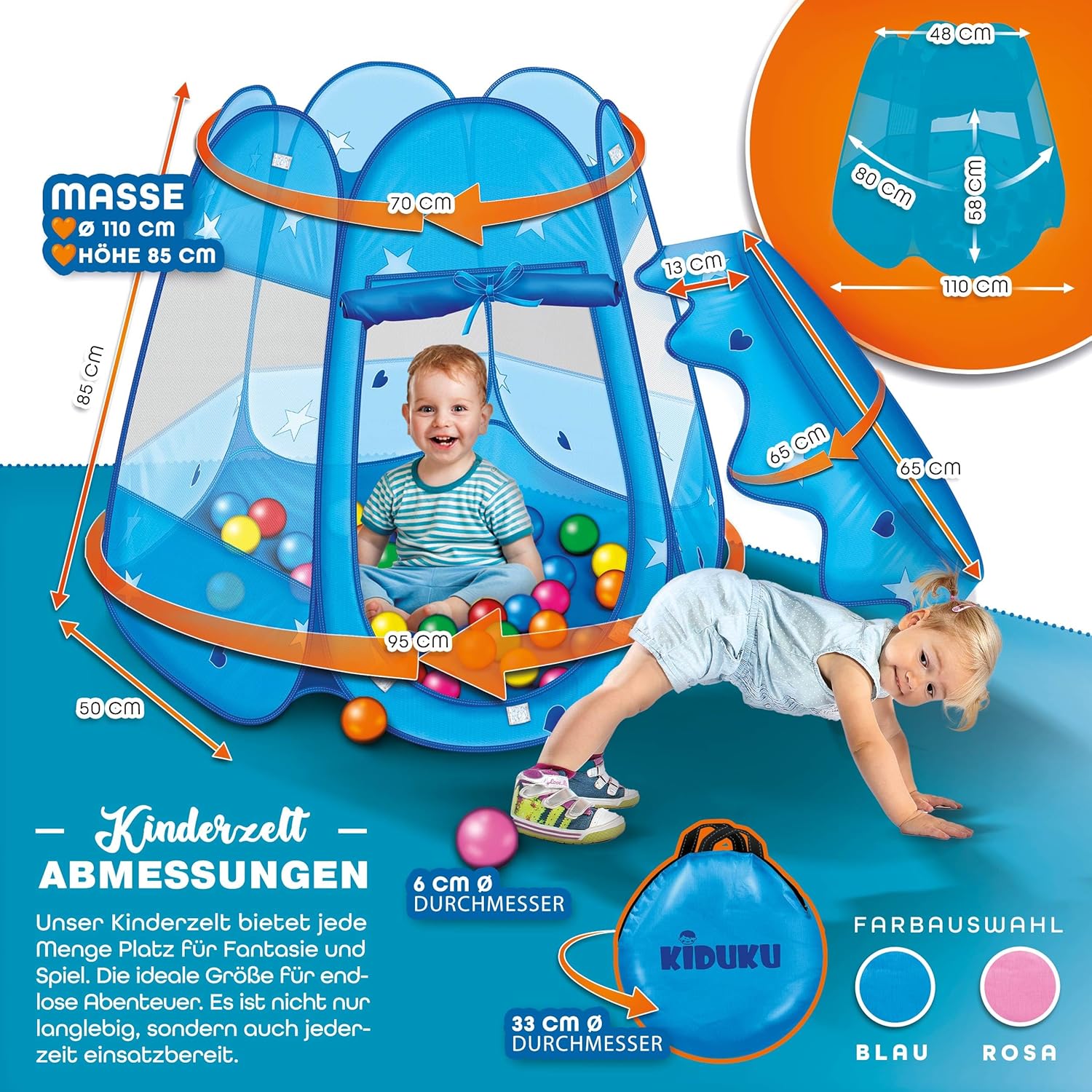 KIDUKU® Speeltent - Kindertent - Speelhuisje - Blauw