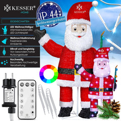 KESSER® Kerstman LED kerstfiguur kerstdecoratie voor binnen en buiten weerbestendig IP44 met afstandsbediening en haringen kerstverlichting kerstdecoratie 180 cm