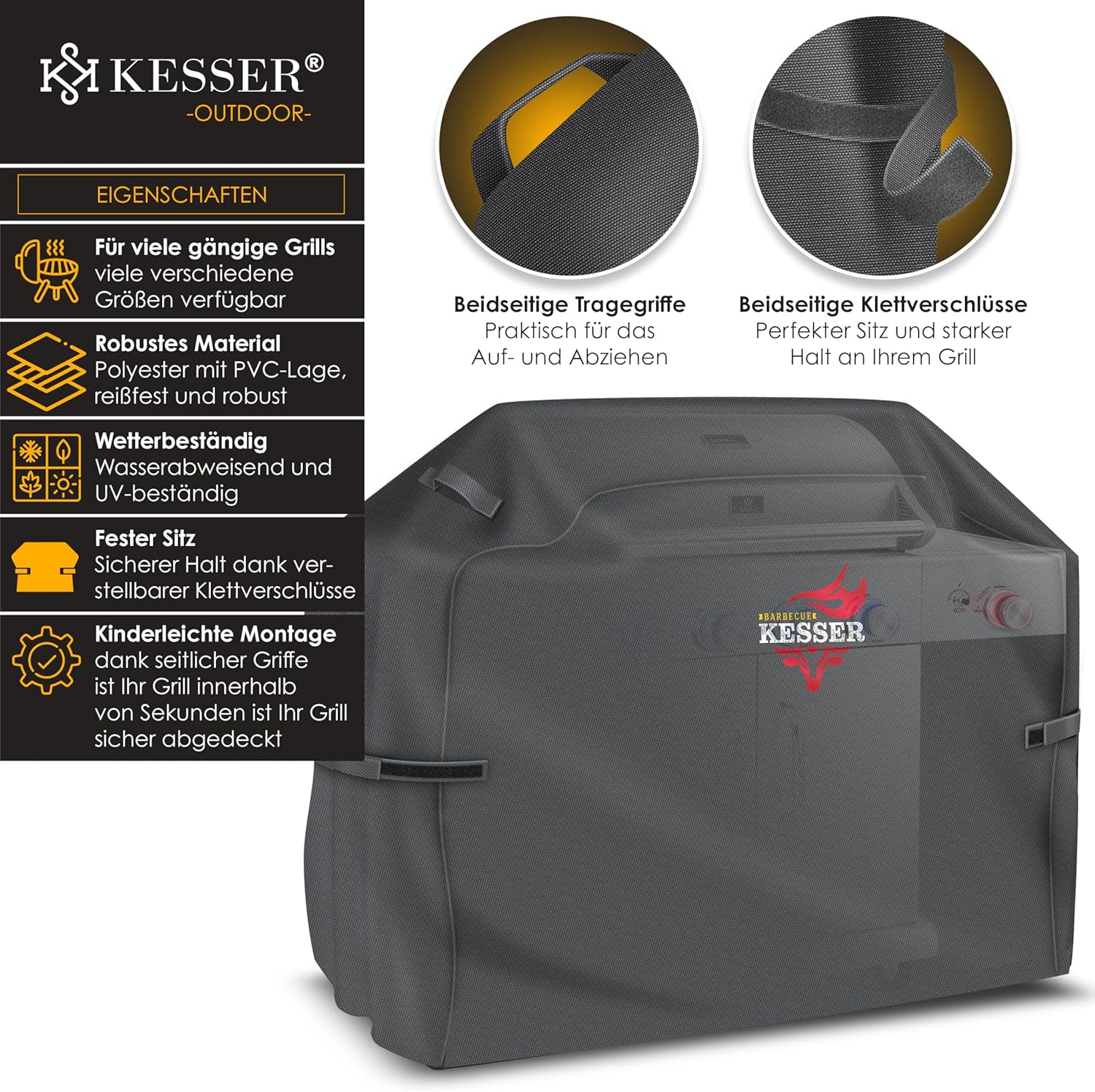 KESSER® Barbeque Hoes - Scheurbestendig - 147x61x122cm - Antraciet