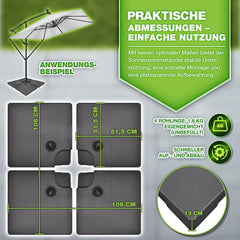 Tillvex® Parasoltegel - Parasolvoet  - Vulbaar tot 120 kg  - Antraciet