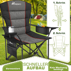 Campingstoel - Visstoel - Vouwstoel - Kampeerstoel - Opvouwbaar - Donkergrijs - Tresko®