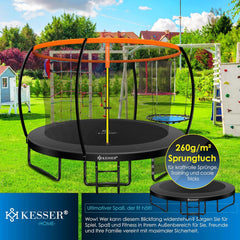 KESSER® Trampoline Ø305 cm - Veiligheidsnet en Ladder - tot 150 kg belasting - Oranje