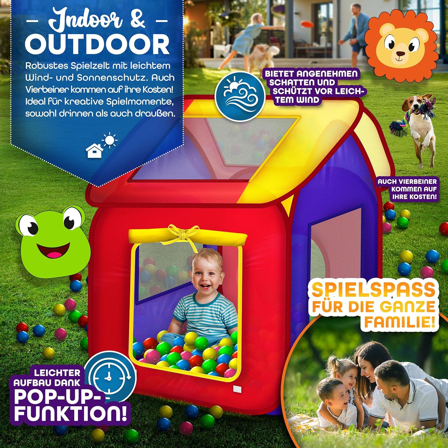 KIDUKU® Speeltent - Kindertent - Speelhuisje - Kleurrijk