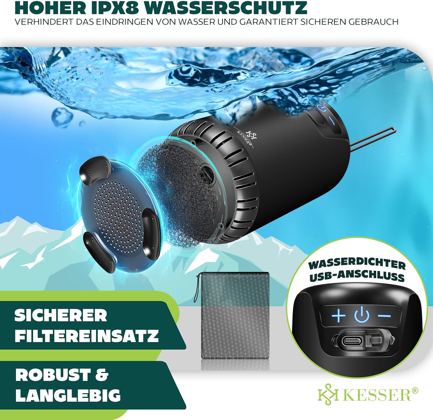 KESSER® Campingdouche - Tuindouche - Mobiele douche - Zwart