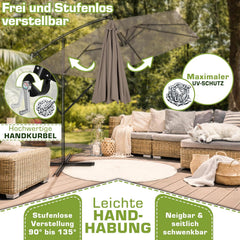 Zweefparasol - Tuinparasol - Parasol 235x235 cm - Met voet - Met Parasolhoes - Tillvex