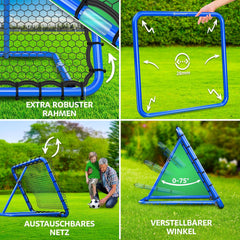 KESSER® Voetbal Rebounder - Kickback - Tchouk - 128x128cm - Blauw •