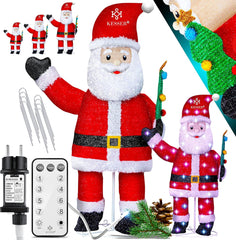 KESSER® Kerstman LED kerstfiguur kerstdecoratie voor binnen en buiten weerbestendig IP44 met afstandsbediening en haringen kerstverlichting kerstdecoratie 180 cm