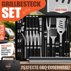 BBQ accesoires - RVS Barbecuebestekset - 37-delig - Zwart - KESSER®