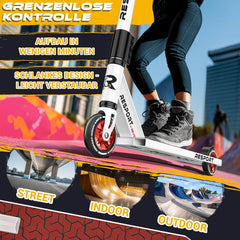 Stuntstep - Voor kinderen en volwassenen - Vouwbaar - Wit/Rood - RE:SPORT