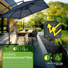 Zweefparasol - Tuinparasol - Parasol 235x235 cm - Met voet - Met Parasolhoes - Blauw - Tillvex