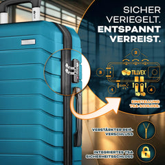 Kofferset - 3 delig - Trolley - Reiskoffer set - Turquoise - Tillvex®