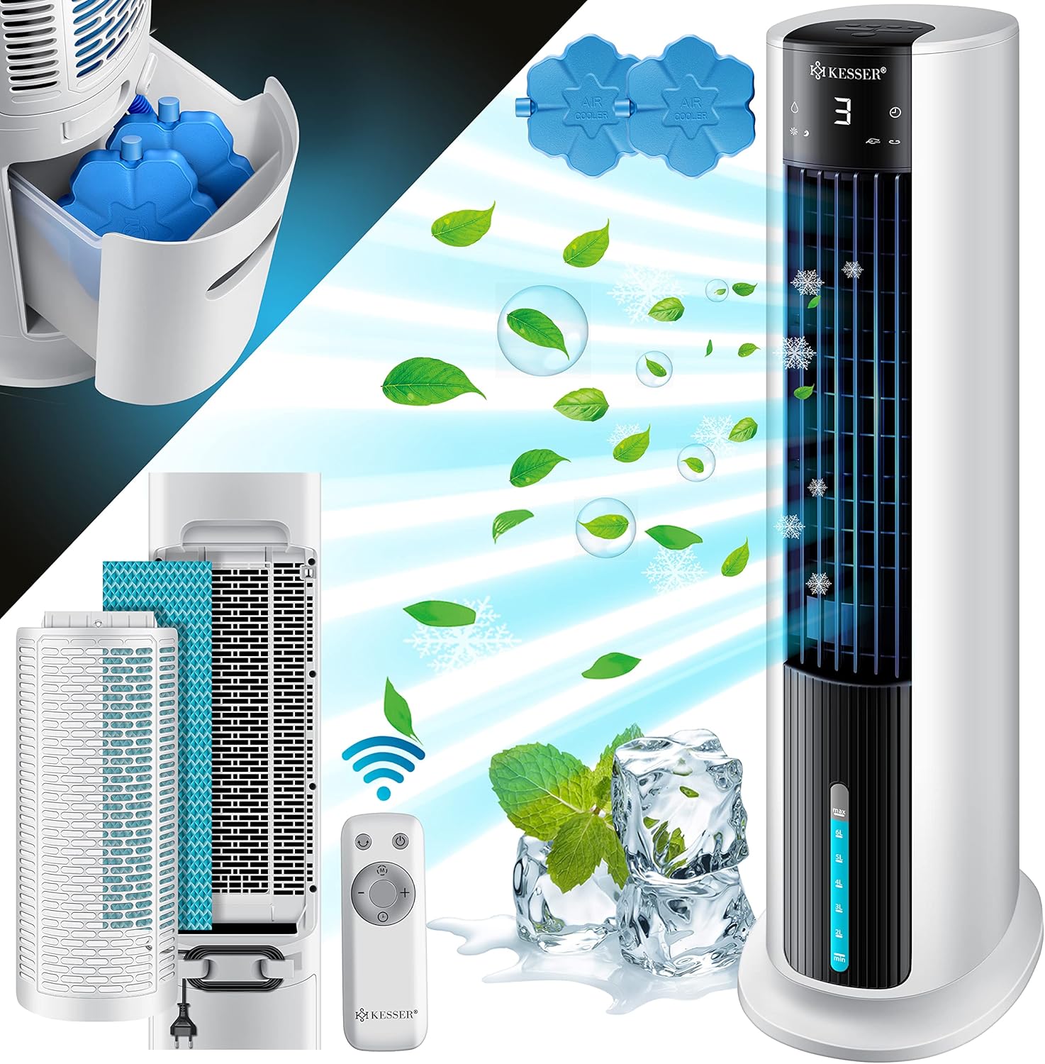 KESSER® 4in1 Mobiele airconditioning - Torenventilator - Wit