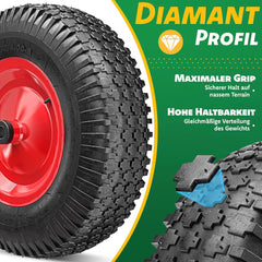 MASKO® Kruiwagenwiel - 40cm - 250kg - Lekbestendig - Rood