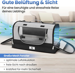Smart-Planet® Transporttas katten en honden met afneembare bodem, opvouwbare transportbox tot 8 kg, 50 x 30 x 30 cm, met draagriem voor vakantie, reizen en dierenarts