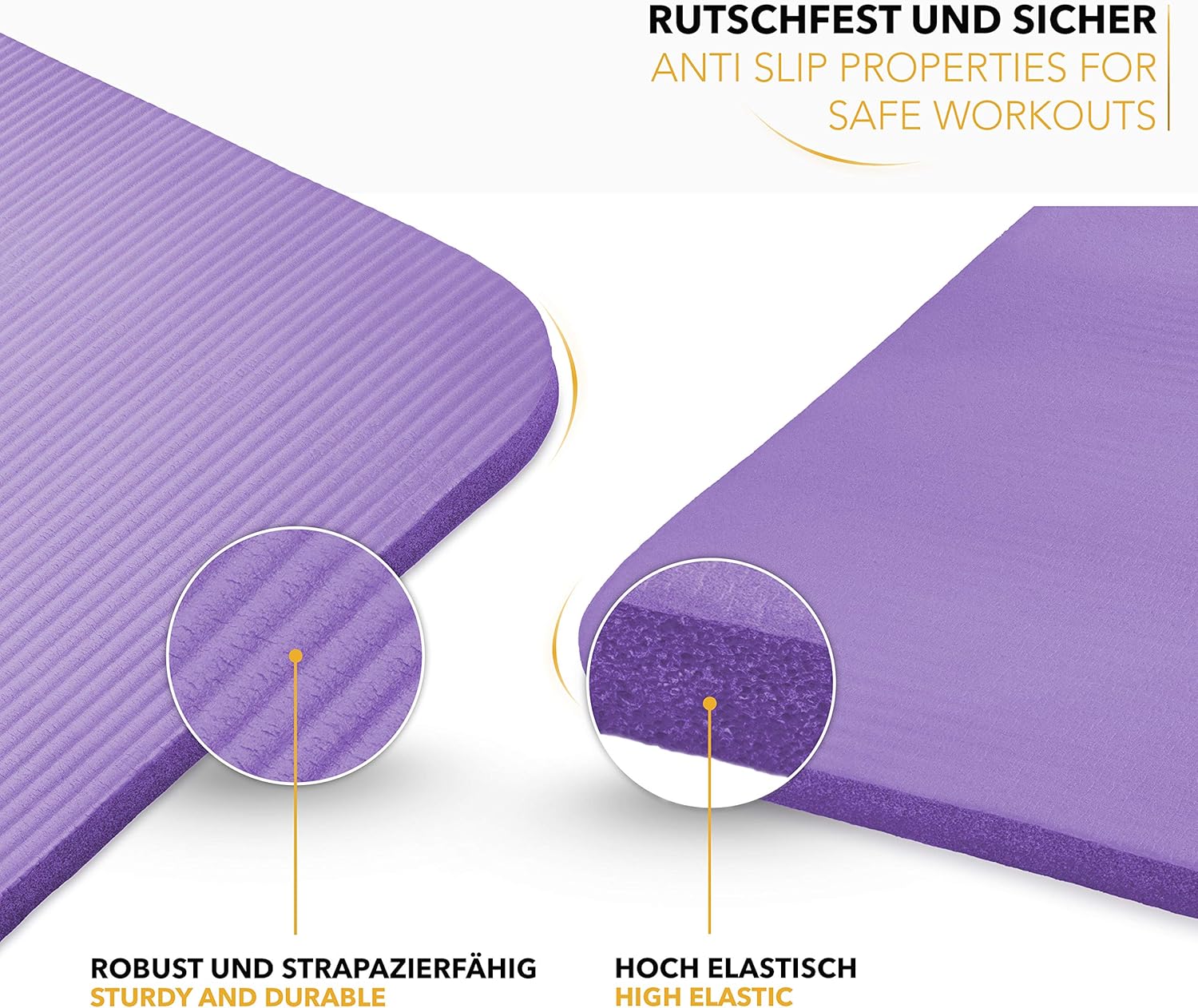 Yoga mat - Fitness mat - Sport mat - Anti slip - Extra dik - Paars