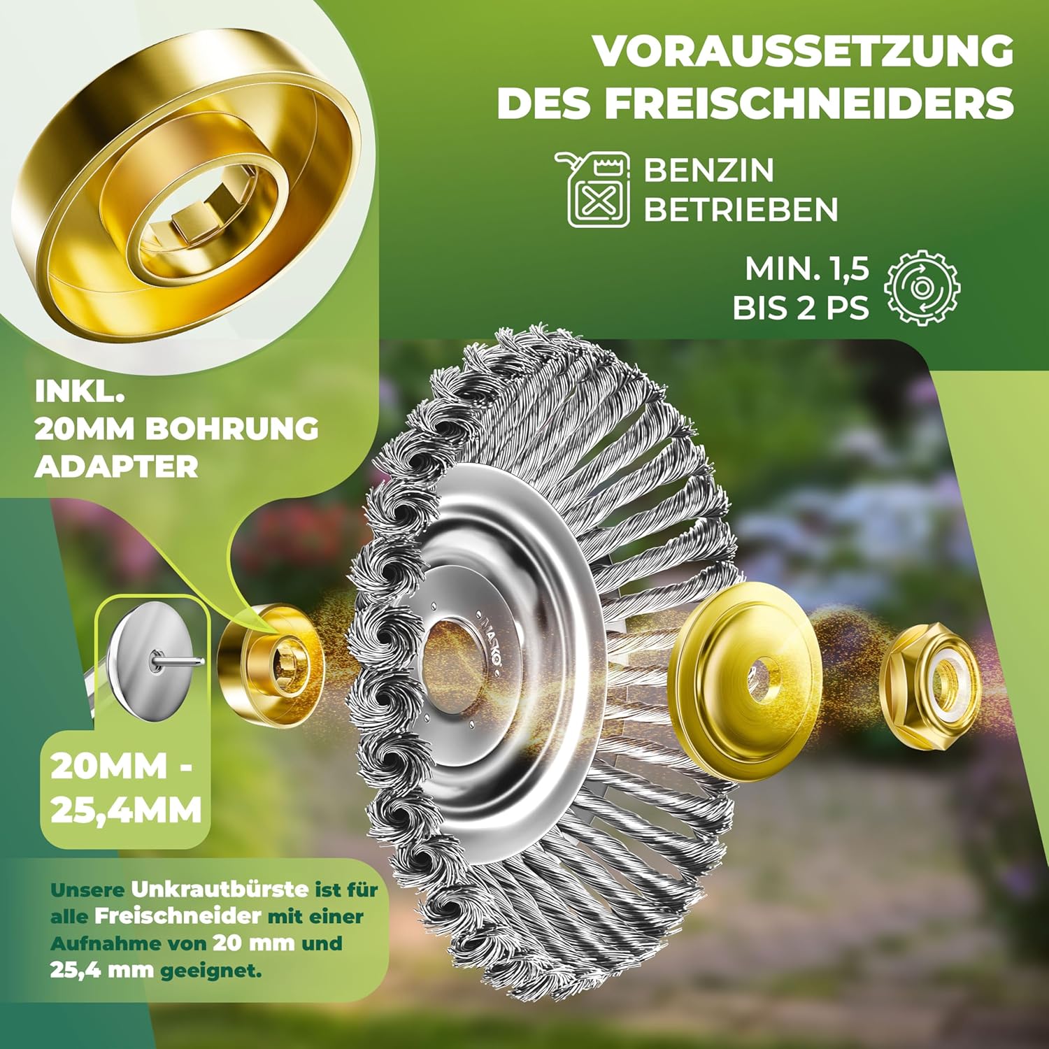 MASKO® Onkruidborstel voor bosmaaier - RVS Borstel