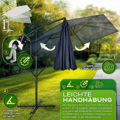 Zweefparasol - Tuinparasol - Parasol 235x235 cm - Met voet - Met Parasolhoes - Blauw - Tillvex