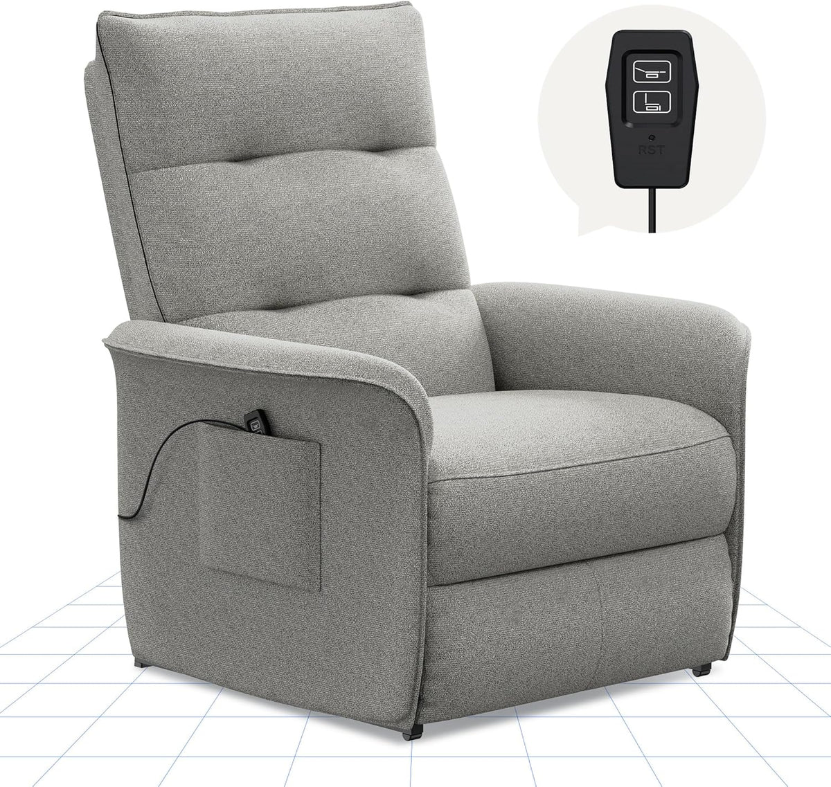 Fauteuil met armleuning - Relaxfauteuil - Relaxstoel - Elektrisch - Lichtgrijs - X1AG-V2 - FLEXISPOT