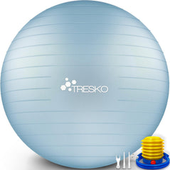 Fitness bal - Yoga bal - Pilates bal - Zwangerschapsbal - 85 cm - Lichtblauw - TRESKO