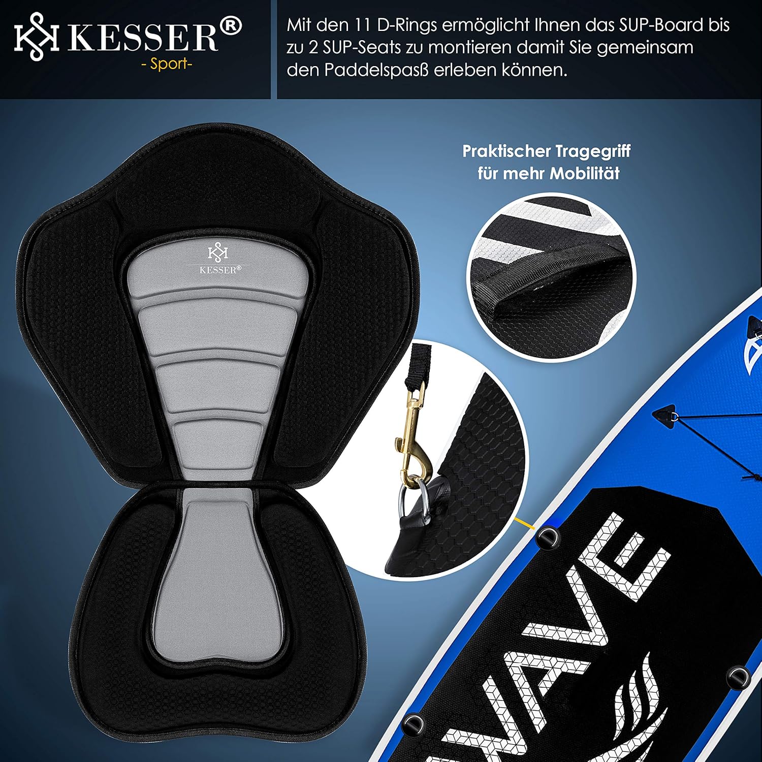 KESSER® Opblaasbaar SUP Board Set Stand Up Paddle Board Premium Surfboard Watersport | 6 inch dik | Complete accessoires | 130 kg