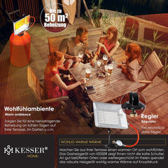 KESSER Gasheater warmtestraler gas opzetstuk straler incl. piëzo-ontsteking slang & regelaar flessenhouder gaskachel opzetverwarming aangedreven met propaan - voor 5 kg of 11 flessen, zilver