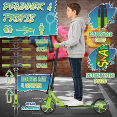 Kinderstep - 2 wielen - Kinder step - Verstelbaar - Groen - RE:SPORT