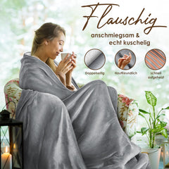 KESSER® Elektrische deken met automatische uitschakeling, 180 x 130 cm, dubbelzijdig elektrische warmtedeken, knuffeldeken, bed, bank, 9 temperatuurniveaus, wasbaar tot 40 °C, met timer, digitaal