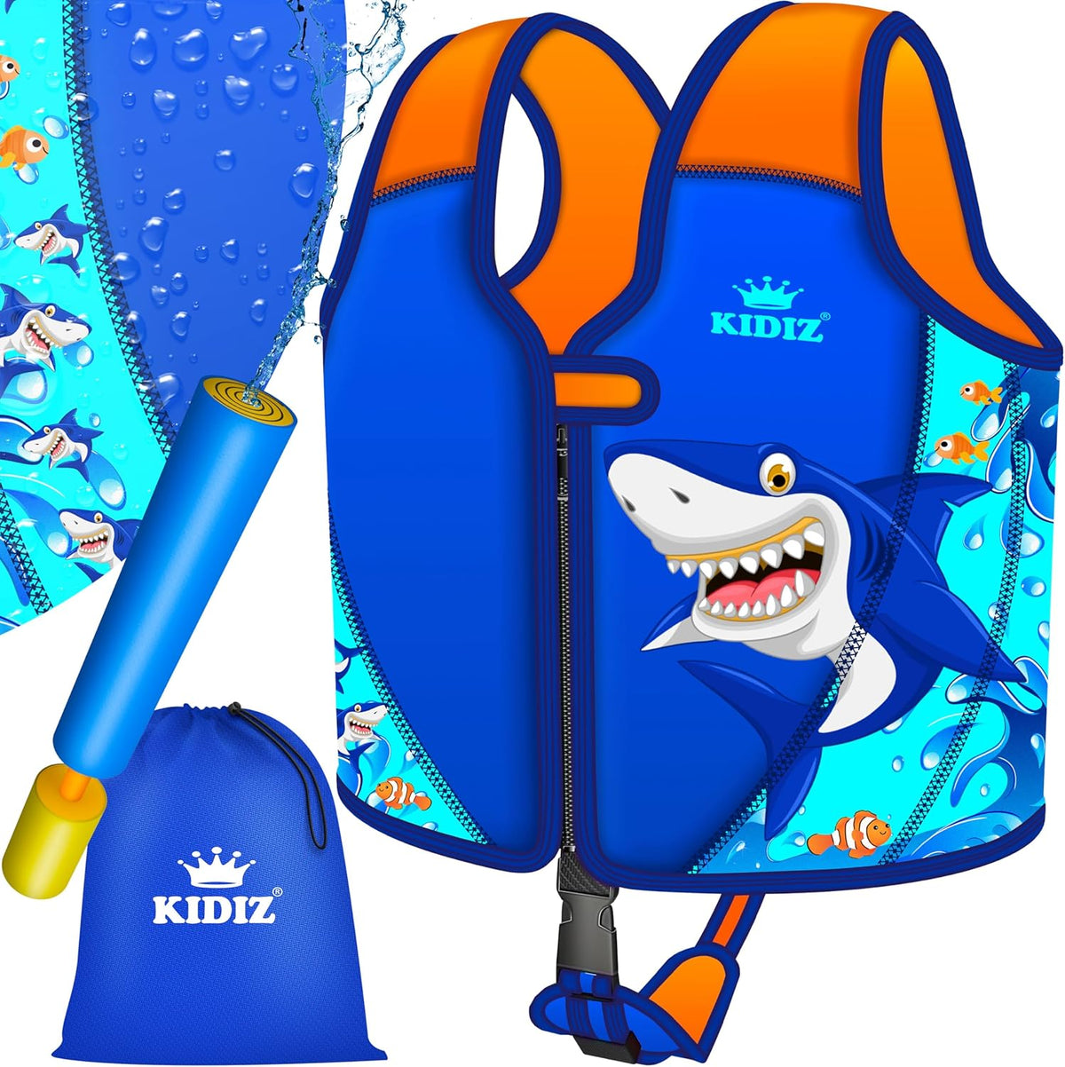 KIDIZ® Zwemvest voor kinderen - S - 1-2 jaar - Veiligheidsgordel - Blauw
