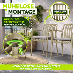Tuinstoelen - Weerbestendig - Met armleuning - Set van 2 - Taupe - Tillvex®